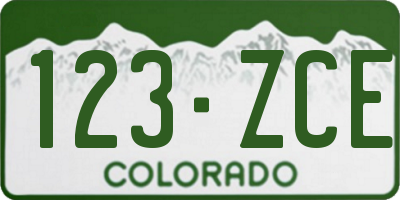 CO license plate 123ZCE
