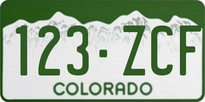 CO license plate 123ZCF