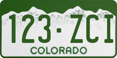 CO license plate 123ZCI