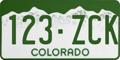 CO license plate 123ZCK
