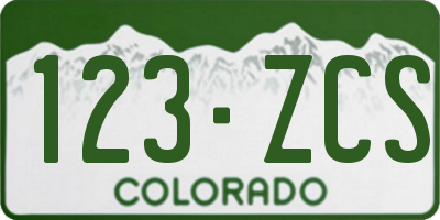 CO license plate 123ZCS