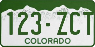 CO license plate 123ZCT