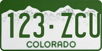 CO license plate 123ZCU