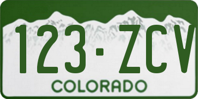 CO license plate 123ZCV