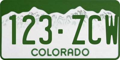 CO license plate 123ZCW