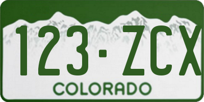 CO license plate 123ZCX