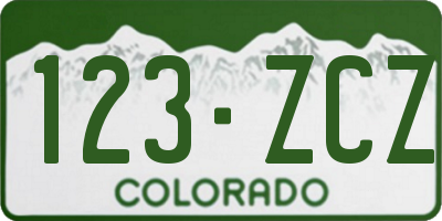 CO license plate 123ZCZ