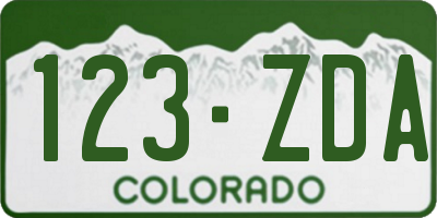 CO license plate 123ZDA