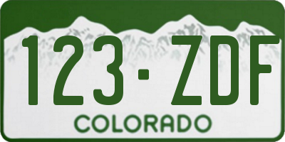 CO license plate 123ZDF