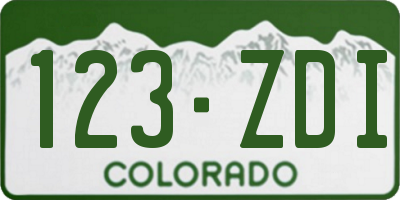 CO license plate 123ZDI
