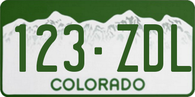 CO license plate 123ZDL