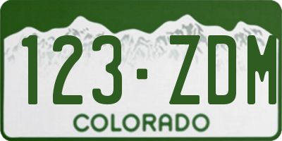 CO license plate 123ZDM