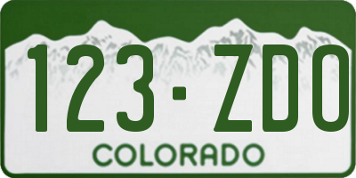 CO license plate 123ZDO