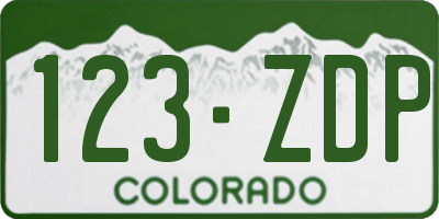CO license plate 123ZDP