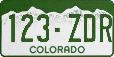 CO license plate 123ZDR