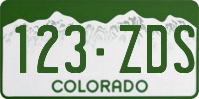 CO license plate 123ZDS