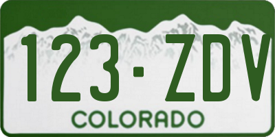 CO license plate 123ZDV