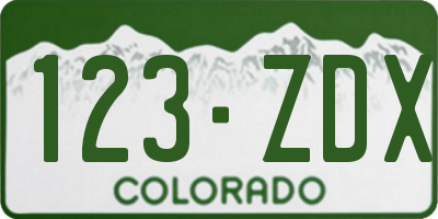 CO license plate 123ZDX