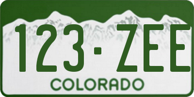 CO license plate 123ZEE