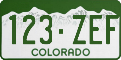 CO license plate 123ZEF