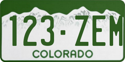 CO license plate 123ZEM