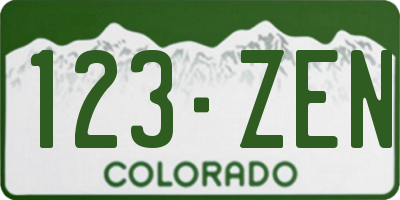 CO license plate 123ZEN
