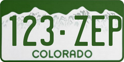 CO license plate 123ZEP