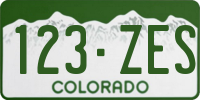 CO license plate 123ZES