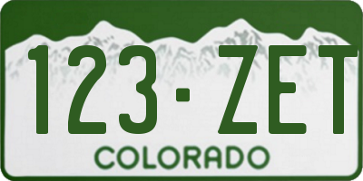 CO license plate 123ZET