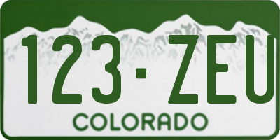 CO license plate 123ZEU