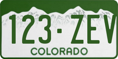 CO license plate 123ZEV