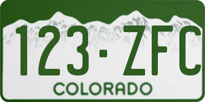 CO license plate 123ZFC