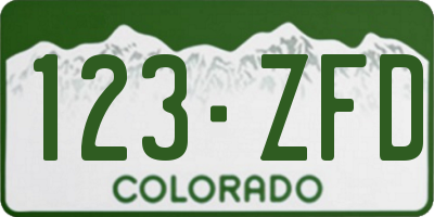 CO license plate 123ZFD