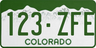 CO license plate 123ZFE