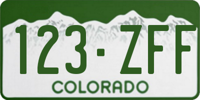 CO license plate 123ZFF