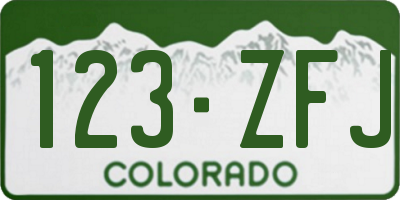 CO license plate 123ZFJ