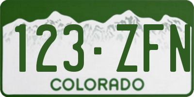 CO license plate 123ZFN