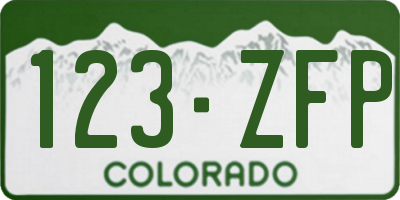 CO license plate 123ZFP