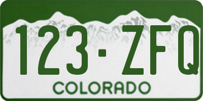 CO license plate 123ZFQ