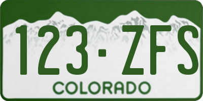 CO license plate 123ZFS