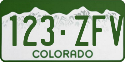 CO license plate 123ZFV