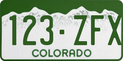 CO license plate 123ZFX