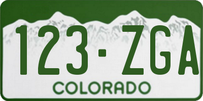 CO license plate 123ZGA