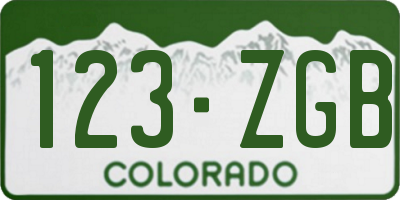 CO license plate 123ZGB