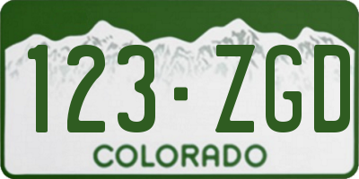 CO license plate 123ZGD
