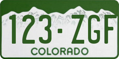 CO license plate 123ZGF