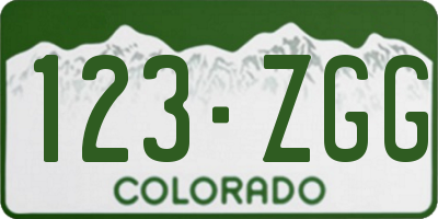 CO license plate 123ZGG