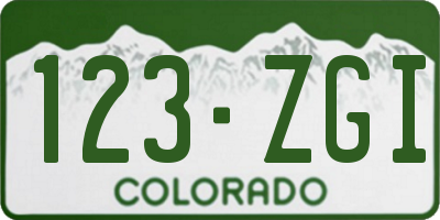 CO license plate 123ZGI