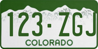 CO license plate 123ZGJ