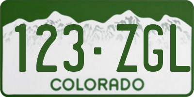 CO license plate 123ZGL